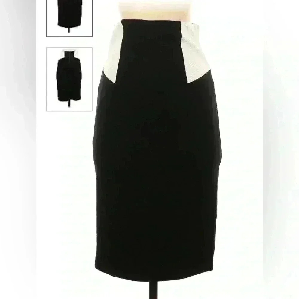 Alice Olivia Women’s Midi Skirt fitted winter black white size 6